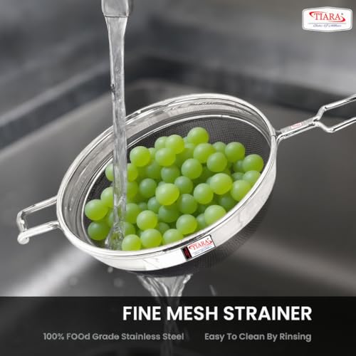 TIARA - MAX Juice Strainer No 6 Diameter 14.5 cm Soup Strainer Steel Liquid Filter Food Grade Mesh, Sieve for Kitchen, channi,Rice Strainer, Fruit Strainer (34L x 14.5W x 7H cm, Silver) - Image 3