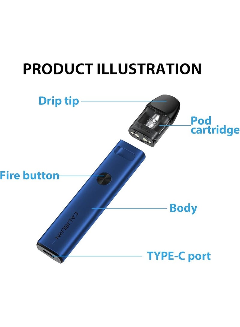 CALIBURN Uwell Vape Refill Juice Kit Pod System A2 Blue 2mL 520mAh - view 3