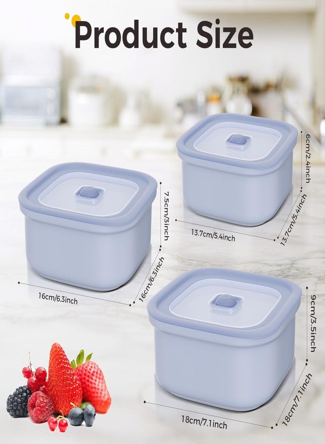 Mihoho Food Storage Containers - Set of 3, Plastic Storage/On The Go Container, With Airtight Steam Vent Lids, 100% Leak Proof, BPA-FREE, Safe for Microwave (Blue) - Image 4