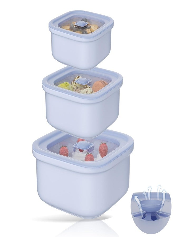 Mihoho Food Storage Containers - Set of 3, Plastic Storage/On The Go Container, With Airtight Steam Vent Lids, 100% Leak Proof, BPA-FREE, Safe for Microwave (Blue) - Image 1