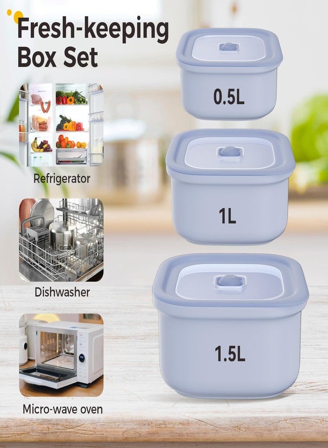 Mihoho Food Storage Containers - Set of 3, Plastic Storage/On The Go Container, With Airtight Steam Vent Lids, 100% Leak Proof, BPA-FREE, Safe for Microwave (Blue) - Image 3