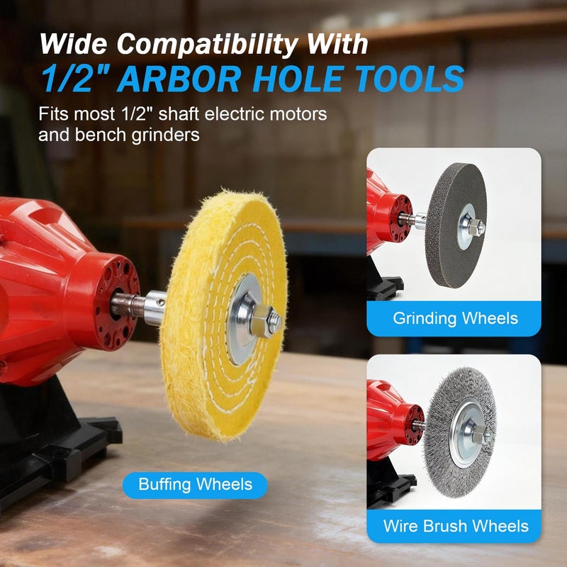 BLSGBUIDING 1/2" Fixed Bore Shaft Arbor Extension - No Wobble for Buffing Grinding Wheels/For Bench Grinder - Right 1 Pack (Steel) - Image 5