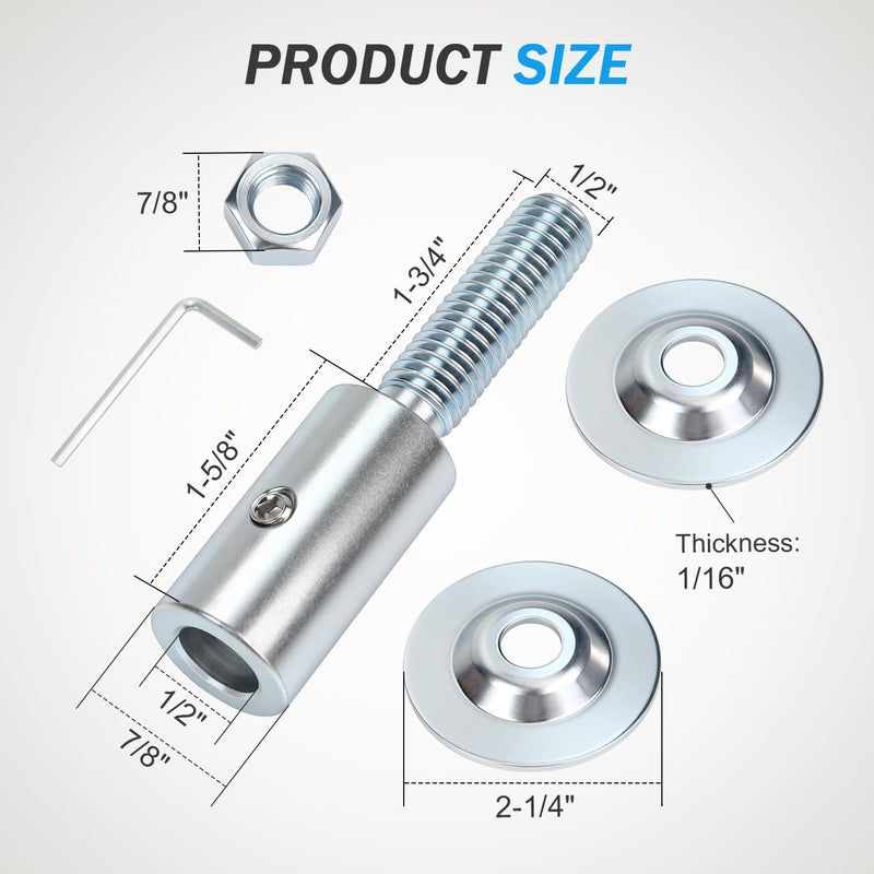 BLSGBUIDING 1/2" Fixed Bore Shaft Arbor Extension - No Wobble for Buffing Grinding Wheels/For Bench Grinder - Right 1 Pack (Steel) - Image 2