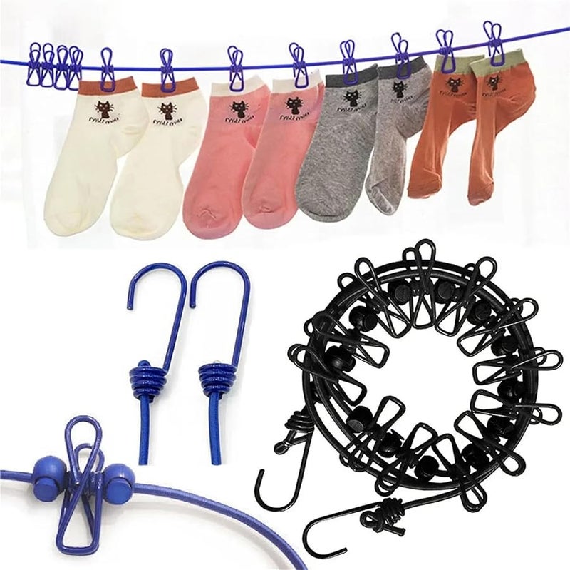 Portable Retractable Travel Clothesline 3 Pack Non Slip Drying Rope Blue - Image 3
