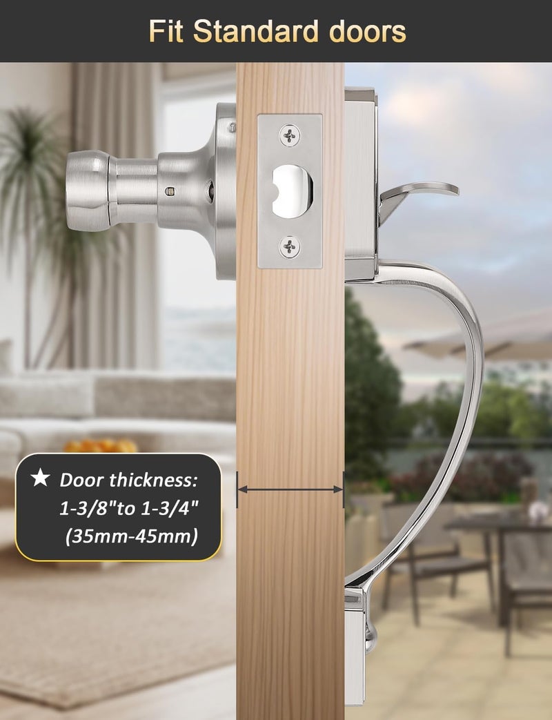 Tinewa Camelot Trim Lower Half Handleset, Upgated Entry Door Handle with Accent Wave Door Lever for Electronic Keypad with Drop Interior Left Handed Lever, Brushed Nickel Finish - Image 5