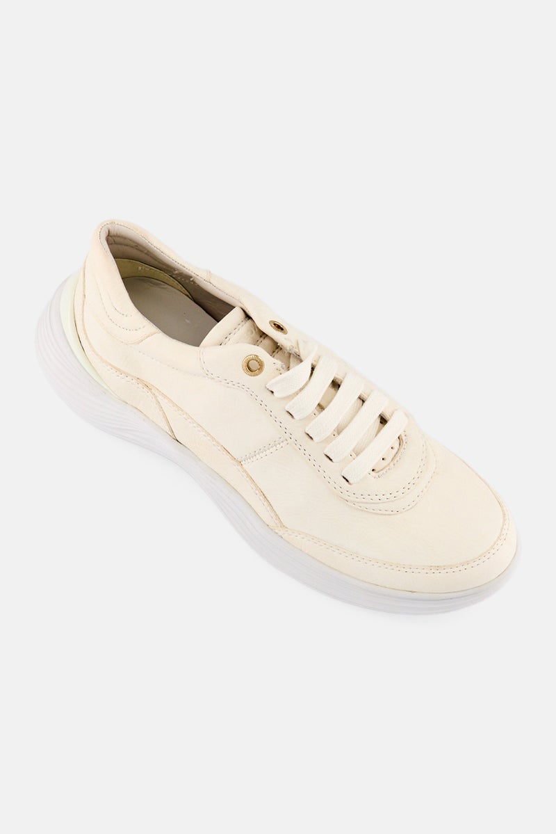 GEOX Women Fluctis Lace Up Sneakers, Cream - Image 1