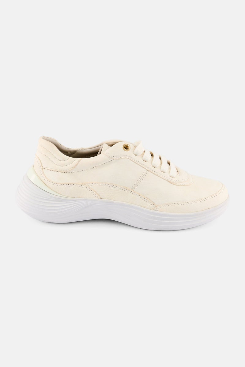 GEOX Women Fluctis Lace Up Sneakers, Cream - Image 3