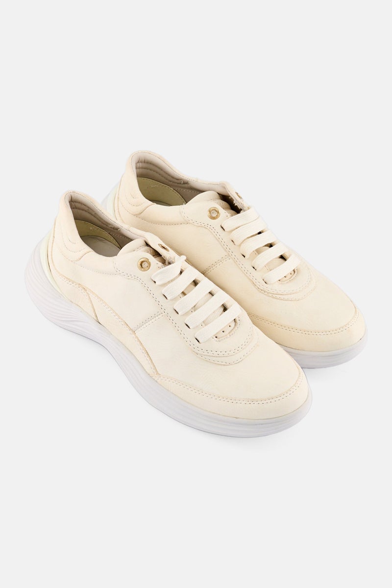 GEOX Women Fluctis Lace Up Sneakers, Cream - Image 4