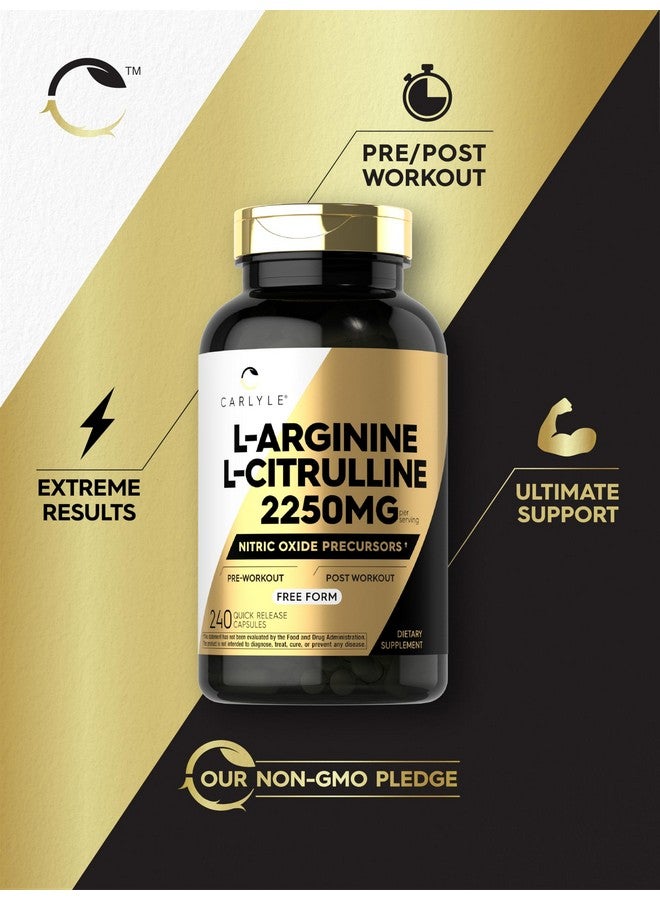 Carlyle مكمل كارلايل L-أرجينين L-سيترولين | 2250 ملغ | 240 كبسولة | مقدّمات أكسيد النيتريك | شكل حر | خالي من الكائنات المعدلة وراثيًا وخالي من الغلوتين - Image 5