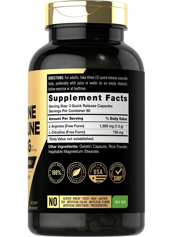 Carlyle مكمل كارلايل L-أرجينين L-سيترولين | 2250 ملغ | 240 كبسولة | مقدّمات أكسيد النيتريك | شكل حر | خالي من الكائنات المعدلة وراثيًا وخالي من الغلوتين - Image 2
