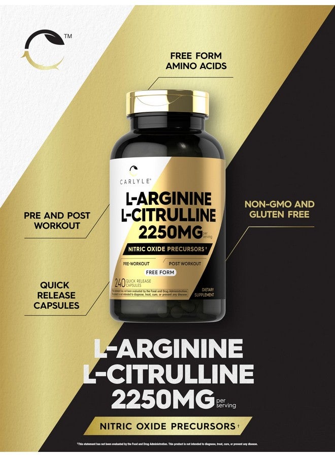 Carlyle مكمل كارلايل L-أرجينين L-سيترولين | 2250 ملغ | 240 كبسولة | مقدّمات أكسيد النيتريك | شكل حر | خالي من الكائنات المعدلة وراثيًا وخالي من الغلوتين - Image 4