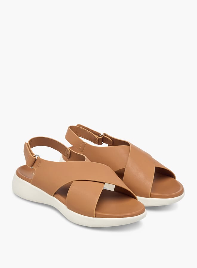 Le Confort Women's Solid Cross Strap Sandals With Hook And Loop Closure  - Image 1
