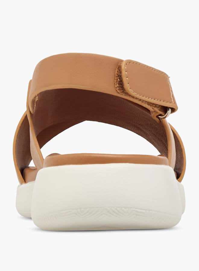 Le Confort Women's Solid Cross Strap Sandals With Hook And Loop Closure  - Image 5
