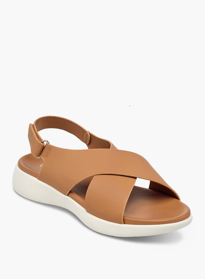 Le Confort Women's Solid Cross Strap Sandals With Hook And Loop Closure  - Image 2