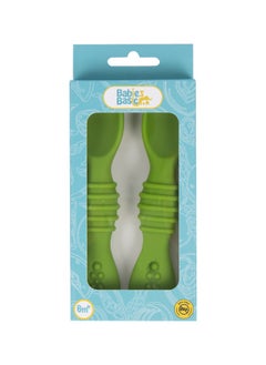 Babies Basic Soft Tip Bpa Free Silicone First Stage Training Spoons - Green  - Image 4