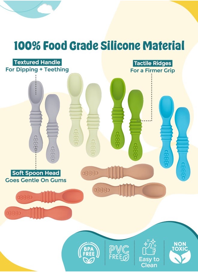 Babies Basic - Soft Tip Bpa Free Silicone First Stage Training Spoons - Green - Image 1