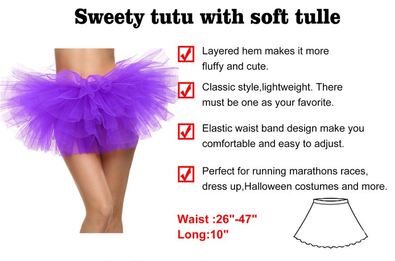 Simplicity Purple Tutu Skirt for Women Women's Cosplay Costume Ballet Warrior 5K, 10K Fun Dash Run Adult Tutu, Purple Tutu - Image 2