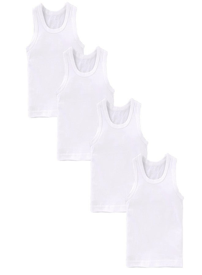 KEATY pure soft cotton baniyan baby vest unisex innerwear multicolor vest white vest for boy and girls pack of 4 (12-18 months, white vest) - Image 1