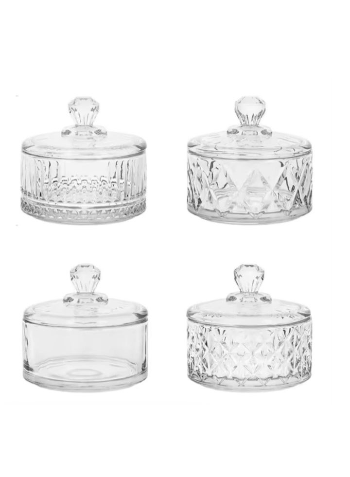 Elegant glass sugar bowl set with a uniform random pattern, 3 pieces – measuring 8.5 x 4 x 9 cm | A luxurious design that highlights the beauty of presentation - Image 1