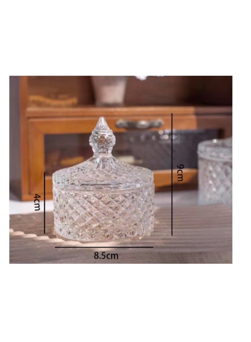 Elegant glass sugar bowl set with a uniform random pattern, 3 pieces – measuring 8.5 x 4 x 9 cm | A luxurious design that highlights the beauty of presentation - Image 2
