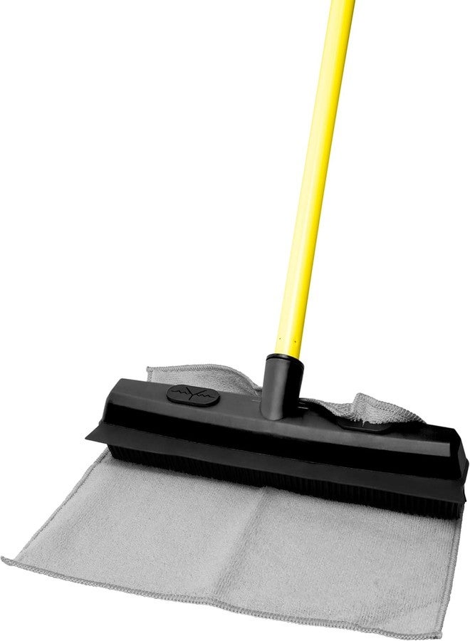 FURemover Sweep Pet Hair Rubber Broom with Squeegee and Attachable Microfiber Cloth and 47” Handle for Tile, Carpet and Hardwood - Image 2