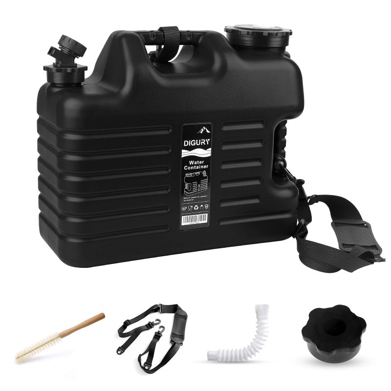 Digury 5 Gallon Water Jug, Camping Water Container BPA Free Water Storage with Spigot No Leakage Portable Emergency Water Tank for Outdoor Hiking Camping Picnic Supplies Black - Image 1