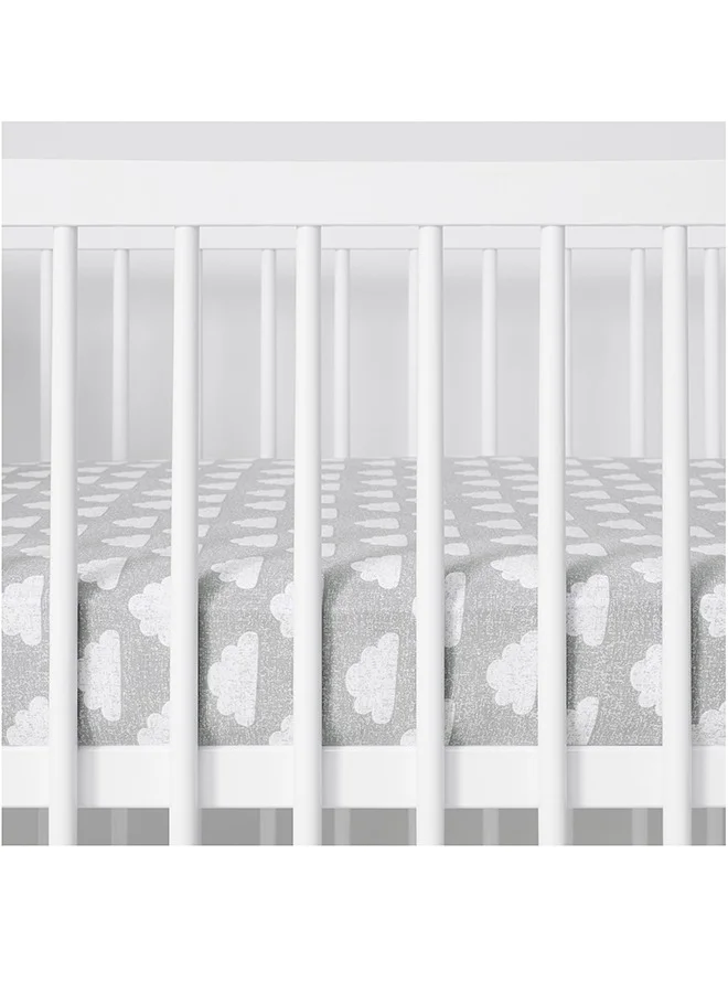 Snuz Pack of 2 Pod Moses Basket Pram Fitted Sheet, Fits Both Moses Basket And Pram, Long - Lasting Quality, Infant, Baby, Toddler, Kids, Patterncloud Nine, Fitted Sheet Size - 35X75Cm (Max.)