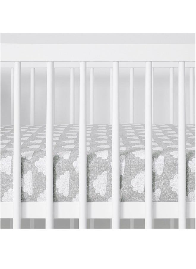 Snuz - Pack of 2 Pod Moses Basket Pram Fitted Sheet, Fits Both Moses Basket And Pram, Long - Lasting Quality, Infant, Baby, Toddler, Kids, Patterncloud Nine, Fitted Sheet Size - 35X75Cm (Max.) - Image 1