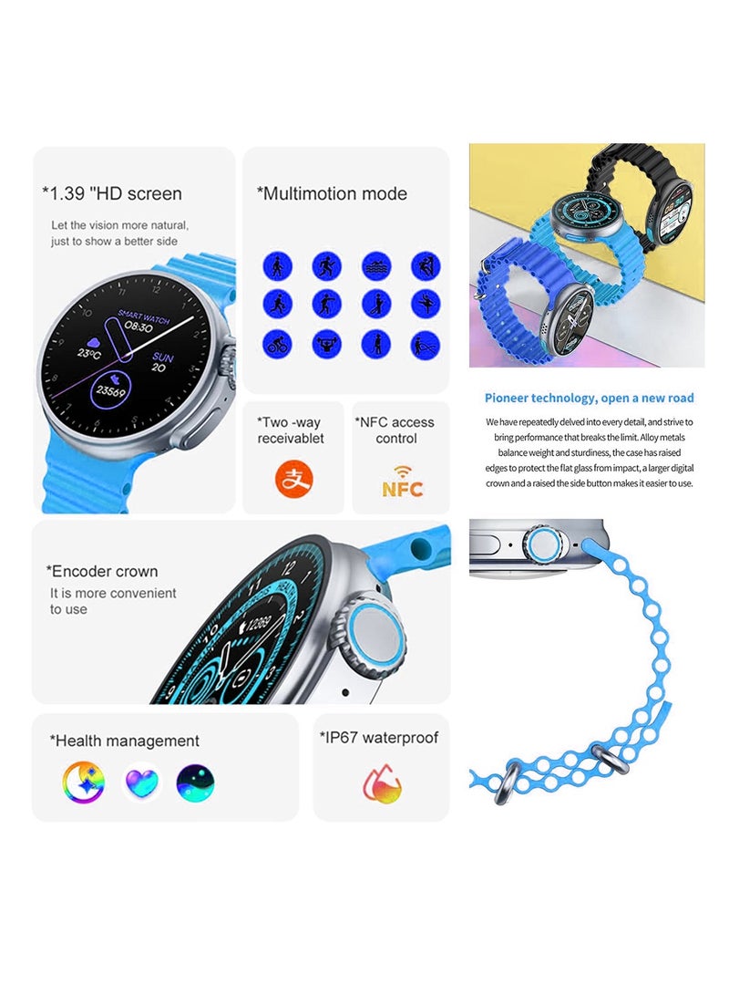 iBRIT S9 Max Smart Watch iBrit 2 Inches HD Display, 2 Straps Black / Cloud Grey, Wireless Charger - Image 4