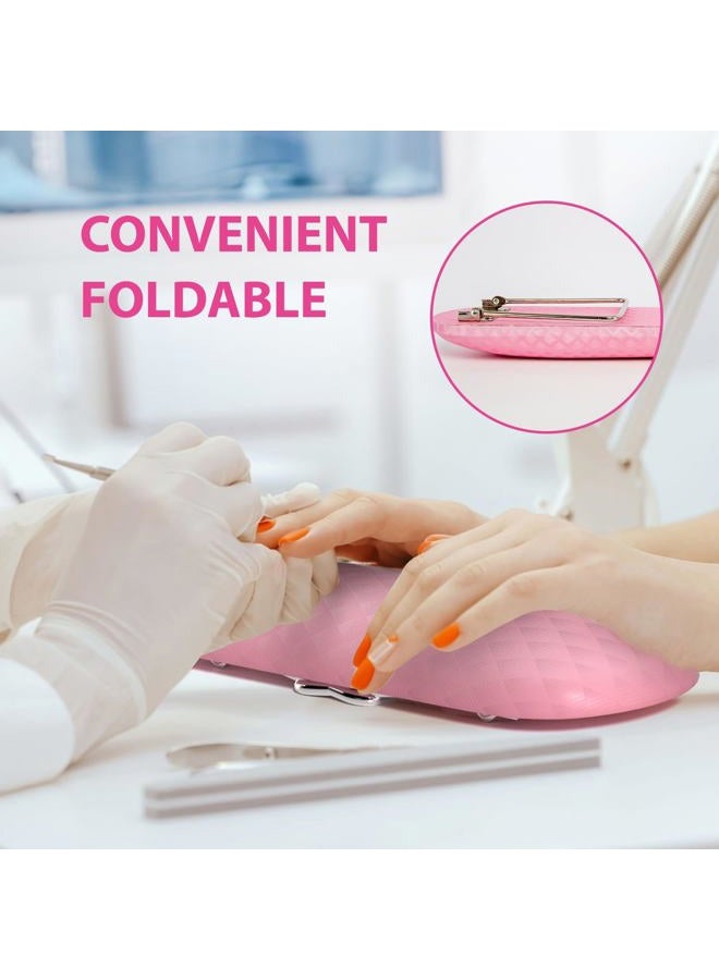 AORAEM Nail Arm Rest, Microfiber Leather Manicure Hand Pillow Professional Nail Rest Cushion Table Desk Station for Salon Use (Pink) - Image 3