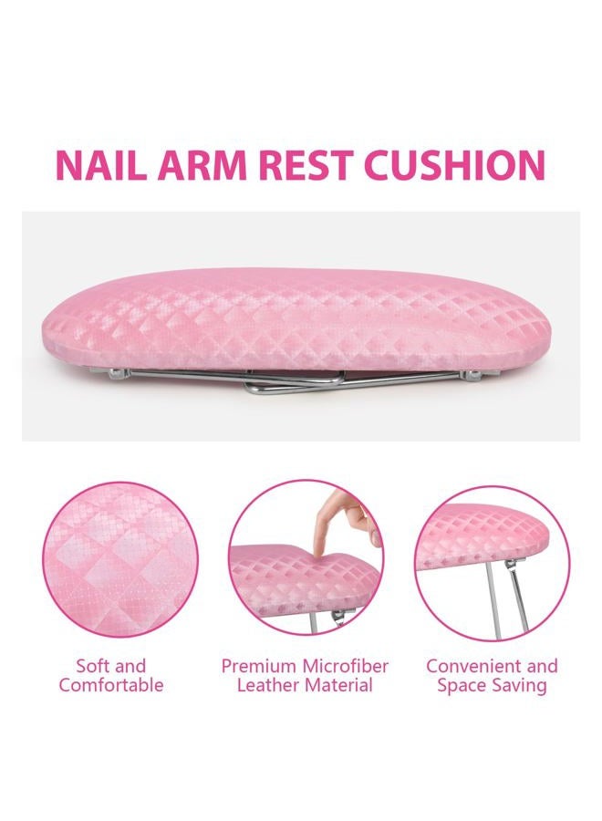AORAEM Nail Arm Rest, Microfiber Leather Manicure Hand Pillow Professional Nail Rest Cushion Table Desk Station for Salon Use (Pink) - Image 4