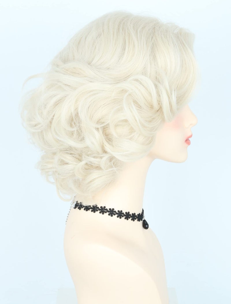 LeMarnia Women's Wigs Short Curly Platinum Blonde Wigs for Women 1920s Vintage Wigs Halloween Costume Theme Party Wig - Image 3