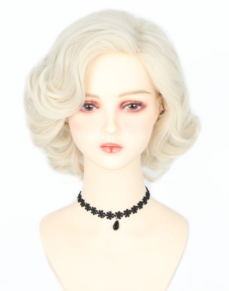 LeMarnia Women's Wigs Short Curly Platinum Blonde Wigs for Women 1920s Vintage Wigs Halloween Costume Theme Party Wig - Image 1