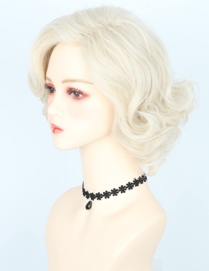 LeMarnia Women's Wigs Short Curly Platinum Blonde Wigs for Women 1920s Vintage Wigs Halloween Costume Theme Party Wig - Image 2