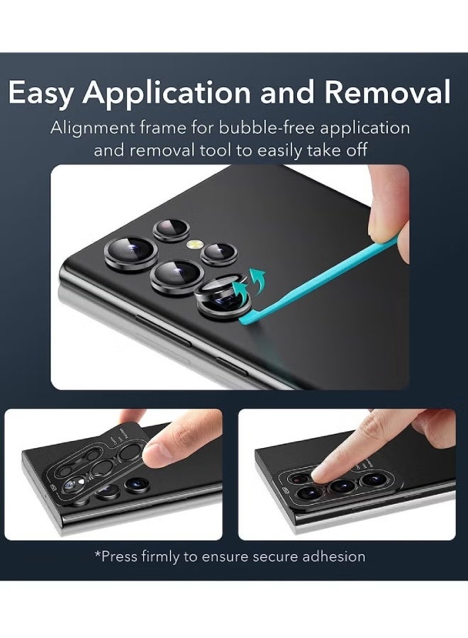 AROAQ Camera Lens Protectors for Samsung Galaxy S23 Ultra – 5-Piece Set, Ultra-Thin Tempered Glass with Aluminum Edging, Scratch-Resistant, Easy Installation (Black) - Image 5