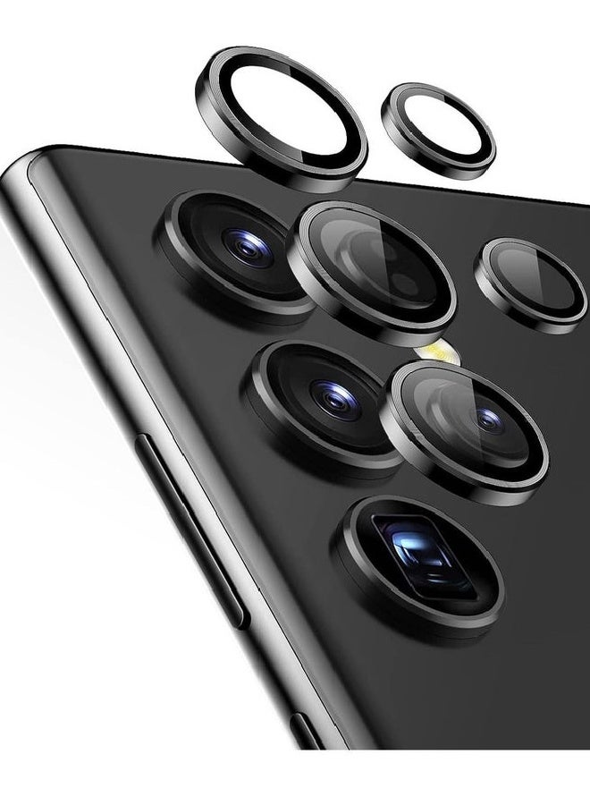 AROAQ Camera Lens Protectors for Samsung Galaxy S23 Ultra – 5-Piece Set, Ultra-Thin Tempered Glass with Aluminum Edging, Scratch-Resistant, Easy Installation (Black) - Image 1