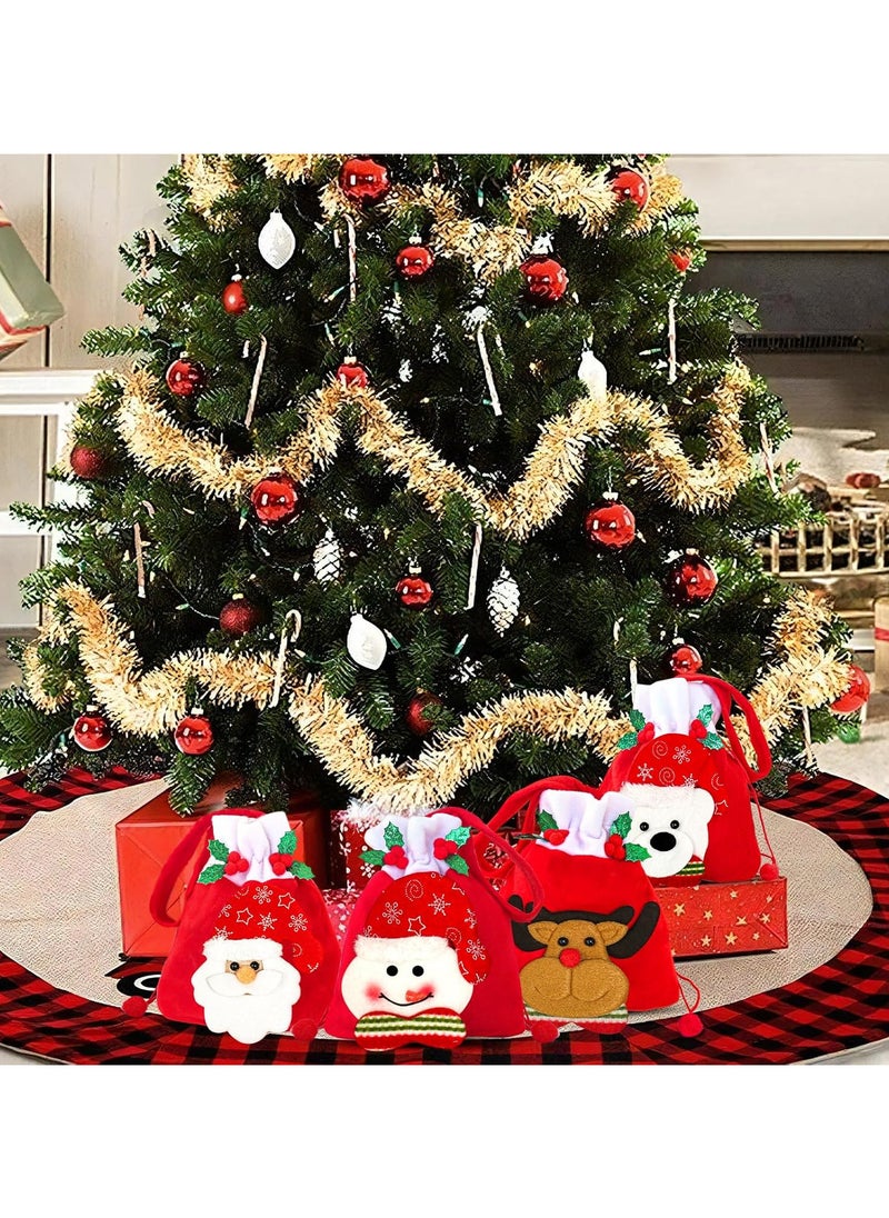 AUTOYSUR 3 Pcs Christmas Drawstring Gift Bags, 3D Design Fabric Christmas Candy Bags, Small Christmas Gift Bags, Xmas Apple Storage Bags  - Image 4