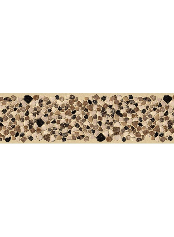 WallDesign Wallpaper Border - Tumbled Pebble Stone Pattern - Roll 3 Inch by 10 Ft - for Kitchen, Floor, Door, Bathroom Decoration - Glossy Laminated Waterproof Vinyl Sticker - Image 1