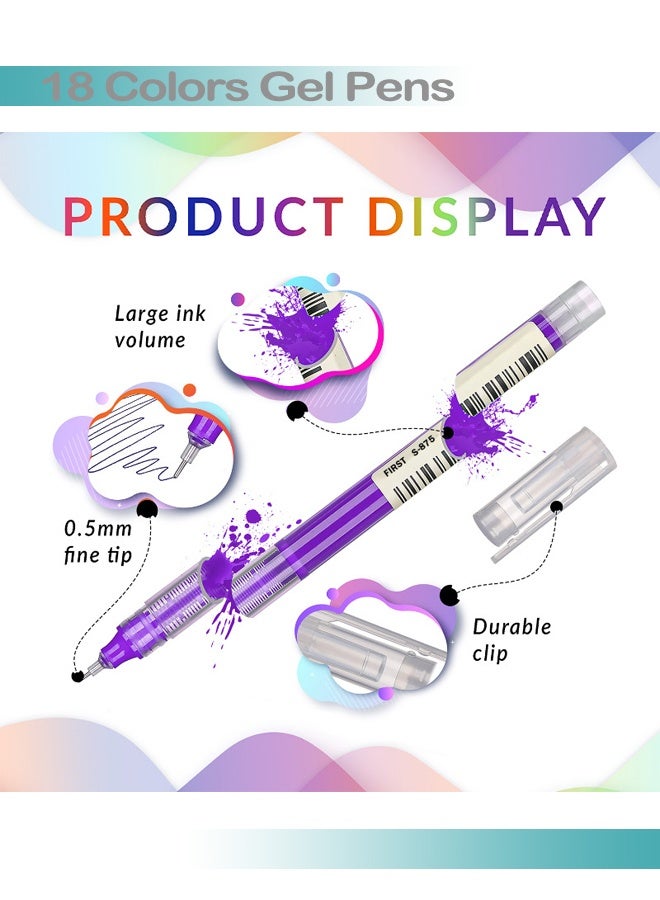 RIANCY 18-piece gel pen set, liquid ink, fine nib, colored ballpoint pen, smooth writing, multi-color, journaling supplies, sketching notes, drawing, office, art, back to school - Image 3
