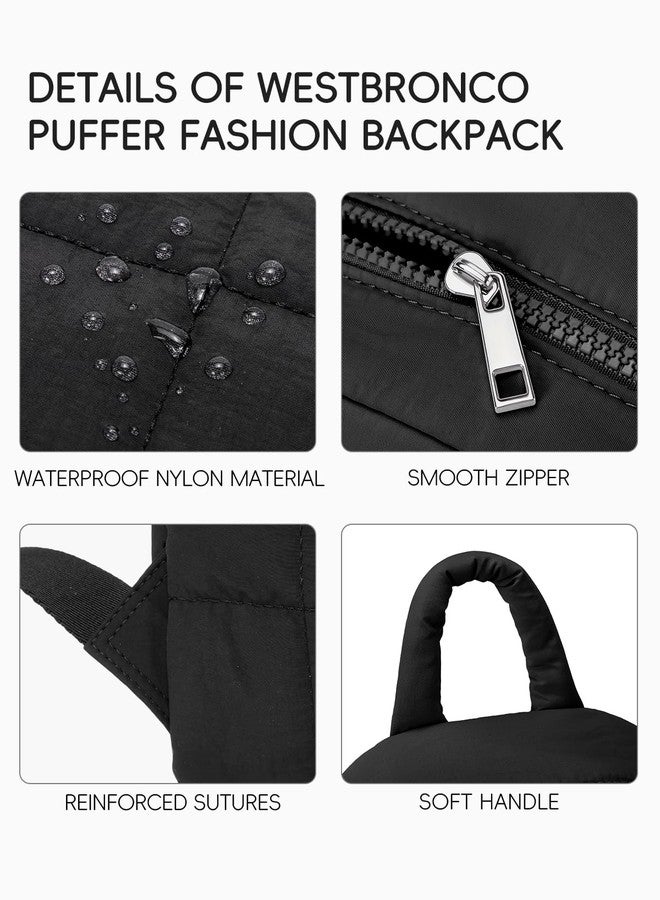 WESTBRONCO Mini Backpack for Women Nylon Small Fashion Backpacks Purse Puffer Lightweight Backpacks for Travel, Shopping, Black, Mini, Modern - Image 4