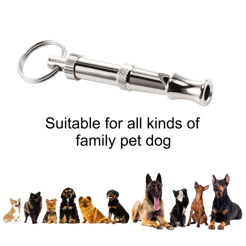 Adjustable Dog Whistle to Stop Barking on 2.6 x 0.6 Inch with Ring Silver Tone Recall Training Tool for Pets - Image 4