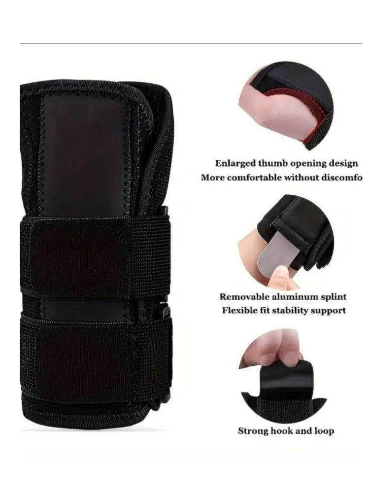 فكس دعامة معصم قابلة للتعديل معززة بجبائر من الألومنيوم علوية وسفلية ، دعامة مناسبة لتثبيت اليد فى حالات الإلتواء والتهاب الأوتار والمفاصل ، دعامة يد قابلة للتنفس وبطول 17.5 سم اسود - Image 4