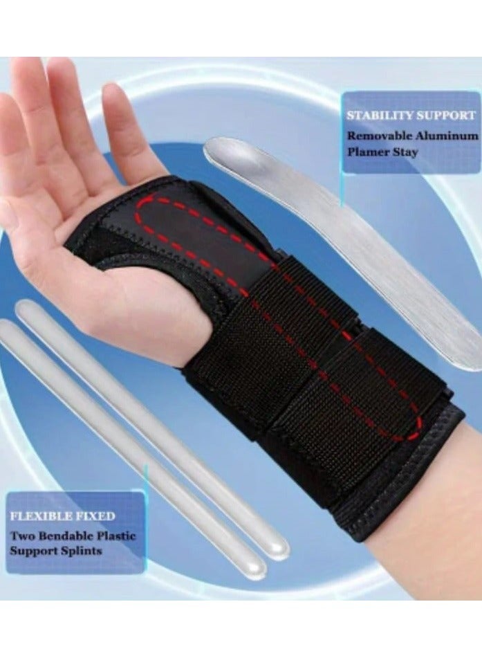 فكس دعامة معصم قابلة للتعديل معززة بجبائر من الألومنيوم علوية وسفلية ، دعامة مناسبة لتثبيت اليد فى حالات الإلتواء والتهاب الأوتار والمفاصل ، دعامة يد قابلة للتنفس وبطول 17.5 سم اسود - Image 2