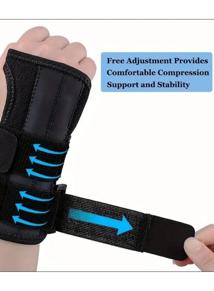 فكس دعامة معصم قابلة للتعديل معززة بجبائر من الألومنيوم علوية وسفلية ، دعامة مناسبة لتثبيت اليد فى حالات الإلتواء والتهاب الأوتار والمفاصل ، دعامة يد قابلة للتنفس وبطول 17.5 سم اسود - Image 3