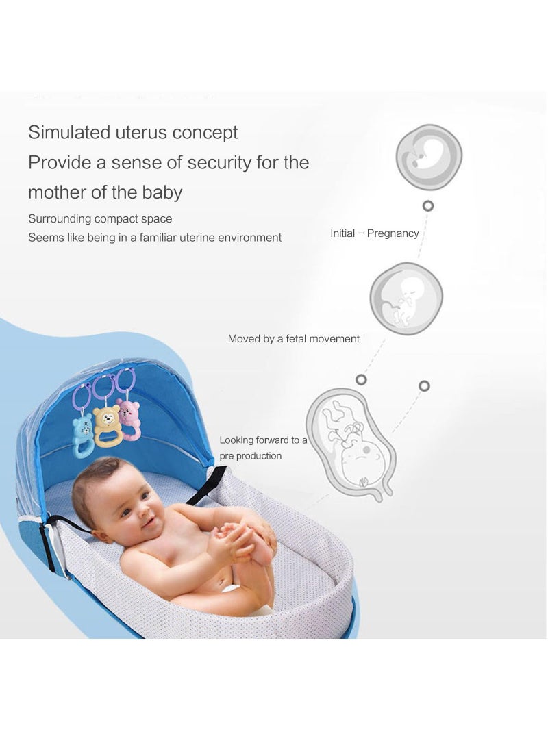 Bukela Portable Baby Floor Bed Foldable Mommy Bag Diaper Bag with Mosquito Net and Toy Baby Lounger for Travel-Friendly Cozy Naps - Image 2