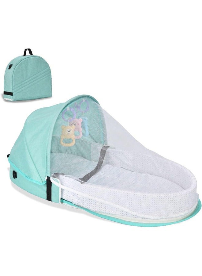 Bukela Portable Baby Floor Bed Foldable Mommy Bag Diaper Bag with Mosquito Net and Toy Baby Lounger for Travel-Friendly Cozy Naps - Image 1