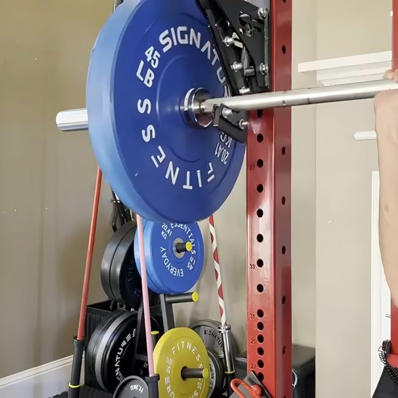 Fitvids معدات اللياقة البدنية Fitvids لذراع القرفصاء محملة بالألواح للتمارين، تمارين العضلات، الرفعات الموجهة، باللون الأسود - Image 5