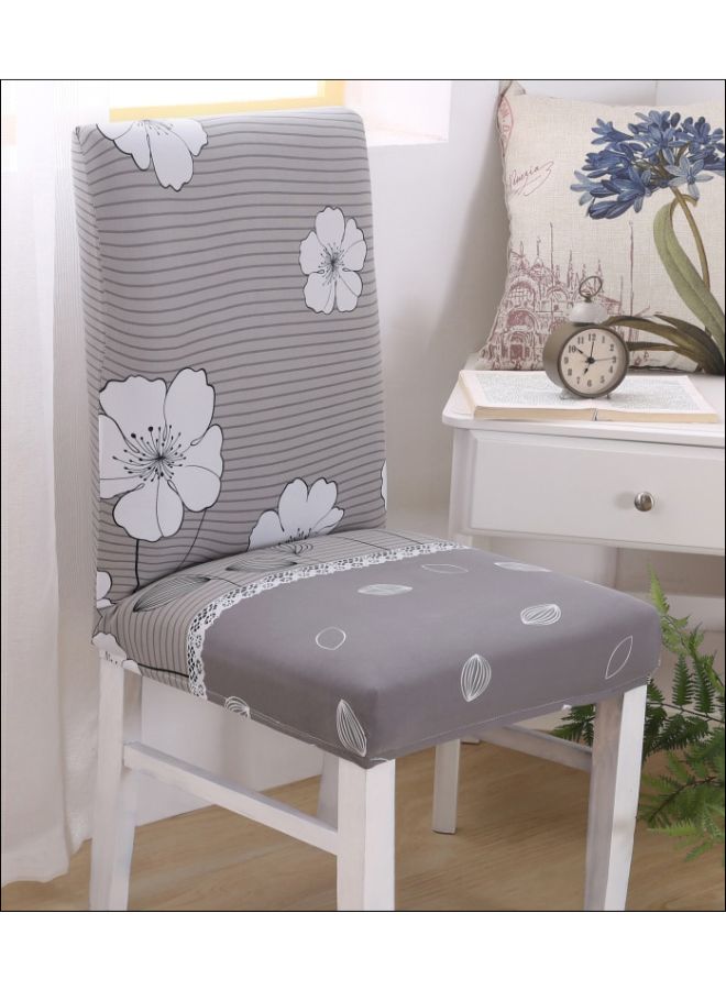 NIBEMINENT Floral Printed Chair Cover Grey/White