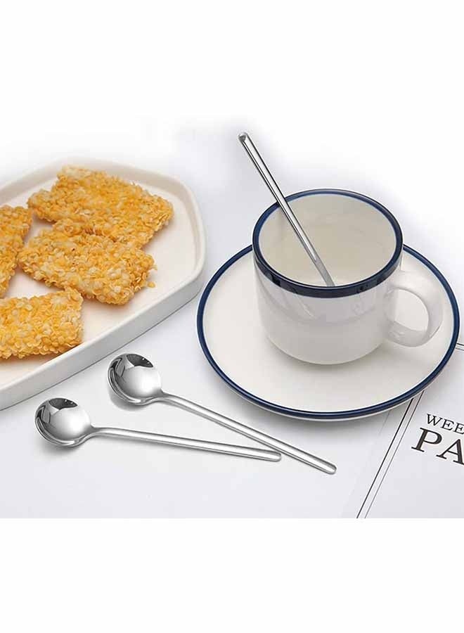 واي جيه 8 مخفوق إسبريسو من الفولاذ المقاوم للصدئ، صغيرة تيسبونز مجموعة للقهوة الشاي البريطاني الحلوى كيك الآيس كريم كابتشينو، 13.46 سم - Image 5