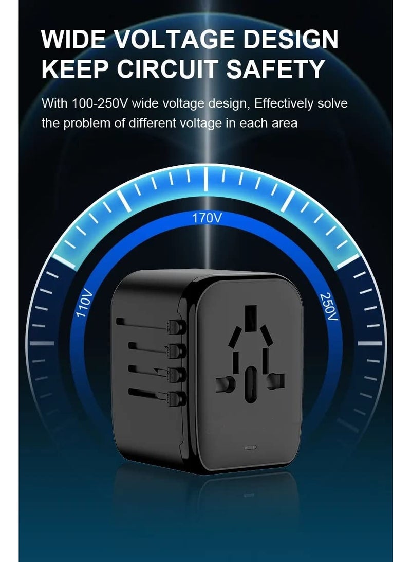 Universal International Power Travel Plug Adapter, All in One Travel Essentials Plug Adapter, 3.5A 2xUSB and 2xUSB C Wall Charger, Worldwide AC Outlet for Europe USA UK AUS - Image 4